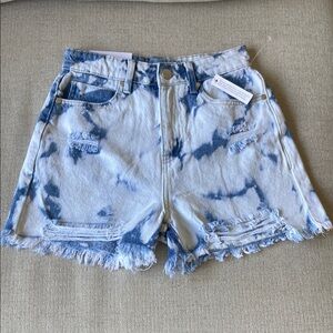 NWT Tie-Dye Denim Shorts, size 25 high-rise, BP brand.